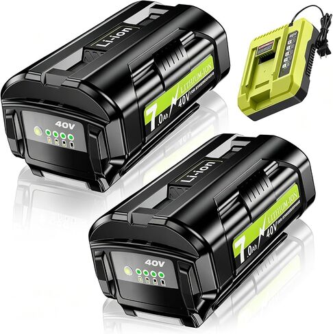 8.0Ah Replacement for Ryobi 18V Battery and Charger Compatible with Ryobi 18 Volt Lithium ONE+ Plus P107 P108 P102 P103 P104 P105 P109 P122 PBP005 Cordless Tools 2Pack in Saudi Arabia
