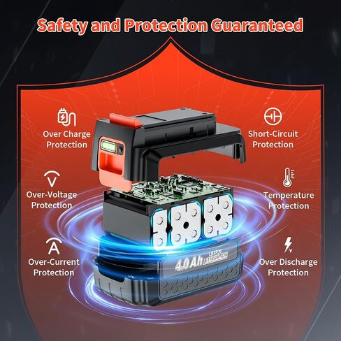 40V 4.0Ah Battery Replacement for Black and Decker LBX2040 LBXR36 LBXR2036 LCS1240 LBX1540 LST136W Compatible with Black and Decker All 40V Power Tools and Charger in Kuwait