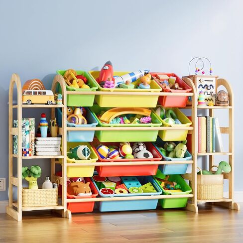 Kids Toy Storage Organizer - Toy Organizers and Storage with 6 Shelves and 12 Bins,Kids Toy Organizer for Playroom, Bedroom, Nursery, 53 Inches Wide (White) in Kuwait