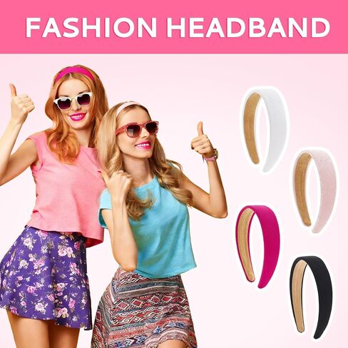 Trendy 4 Pcs Wide 1 inch Non Slip Elastic Headbands Wide Headbands Pink Head Bands for Wome Hair Accessories Daily Wear Parties Valentine's Day in Kuwait