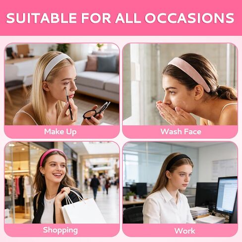 Trendy 4 Pcs Wide 1 inch Non Slip Elastic Headbands Wide Headbands Pink Head Bands for Wome Hair Accessories Daily Wear Parties Valentine's Day in Kuwait