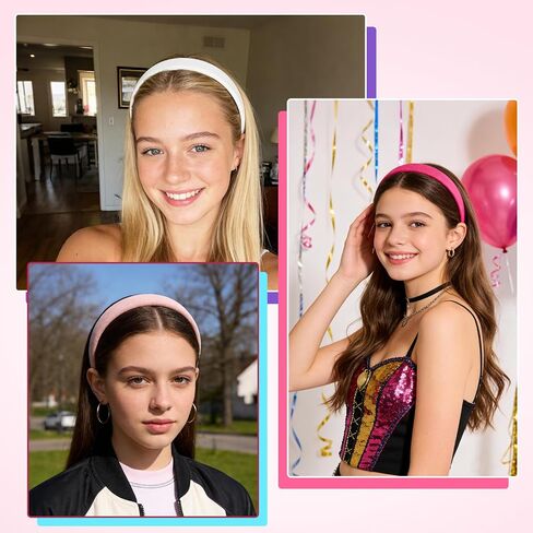 Trendy 4 Pcs Wide 1 inch Non Slip Elastic Headbands Wide Headbands Pink Head Bands for Wome Hair Accessories Daily Wear Parties Valentine's Day in Kuwait