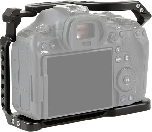 Camera Video Cage for Canon EOS R6 II / R6 III Mirrorless Camera | Built-in Cold Shoe, Arca-Swiss Quick Release Plate, ARRI 3/8"-16 & 1/4"-20 Threaded Holes for Tripod Gimbal Stabilizer in Kuwait
