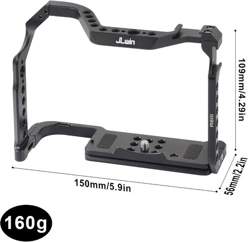 Camera Video Cage for Canon EOS R6 II / R6 III Mirrorless Camera | Built-in Cold Shoe, Arca-Swiss Quick Release Plate, ARRI 3/8"-16 & 1/4"-20 Threaded Holes for Tripod Gimbal Stabilizer in Kuwait