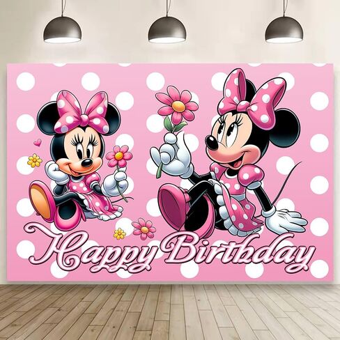 Wall Decor Backdrop for Minnie Themed Birthday Decorations, Minnie Themed Banner for Kids Birthday Party Supplies (5x3ft) in Kuwait