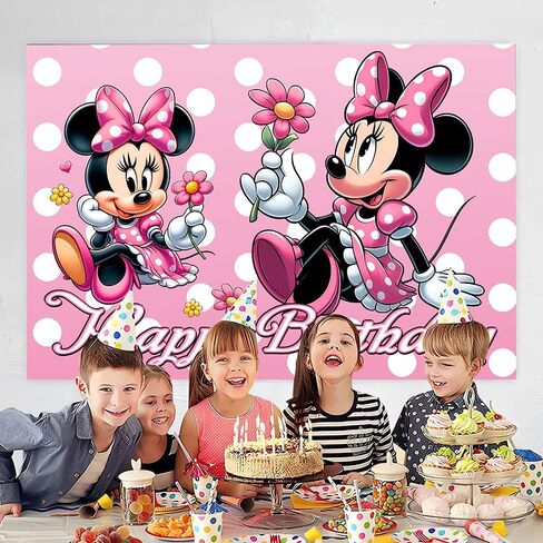 Wall Decor Backdrop for Minnie Themed Birthday Decorations, Minnie Themed Banner for Kids Birthday Party Supplies (5x3ft) in Kuwait