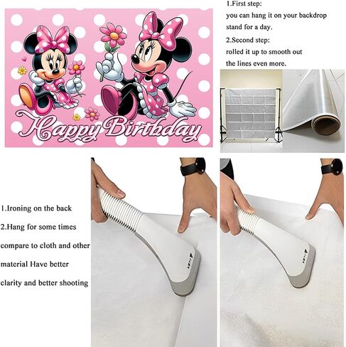 Wall Decor Backdrop for Minnie Themed Birthday Decorations, Minnie Themed Banner for Kids Birthday Party Supplies (5x3ft) in Kuwait