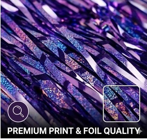 2-Pack Purple K-Style Demon Energy Pattern Backdrop, Music Party Favors, Shimmery Laser Foil Curtains, 6.6FT Holographic Lightning Tinsel, Party Decorations for Fans, Girls Birthday Party Decor in Kuwait