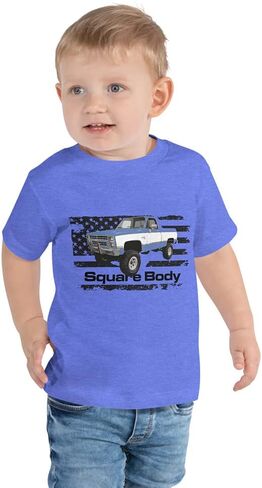 Square Body Truck 1987 Chevy K10 Pickup Toddler Short Sleeve Tee Heather Columbia Blue in Kuwait
