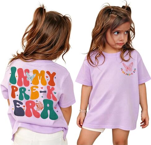 Ritatte Toddler Girls in My Pre-K Era Shirt Back to School T-Shirt First Day of Preschool Outfit Butterfly Graphic Tee in Kuwait