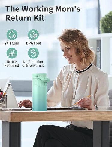 22oz Stainless Steel Breast Milk Cooler Bottle, Large Capacity | Breastmilk Chiller with 2pcs Storage Bottle, 24 Hours Cooling Baby Feeding Essentials for Work Travel, BPA-Free in Kuwait