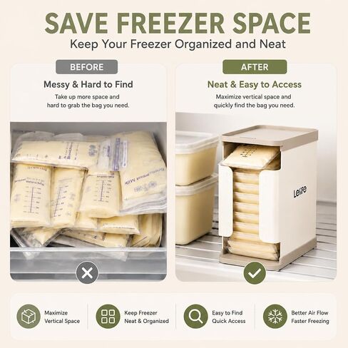 Breast Milk Bag Organizer with Aluminum Freeze Tray, FIFO Storage | Breast Milk Bag Organizer with Aluminum Quick-Freeze Tray, Use with Standard Milk Bags in Kuwait