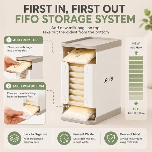 Breast Milk Bag Organizer with Aluminum Freeze Tray, FIFO Storage | Breast Milk Bag Organizer with Aluminum Quick-Freeze Tray, Use with Standard Milk Bags in Kuwait