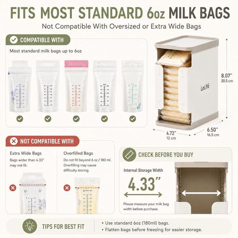 Breast Milk Bag Organizer with Aluminum Freeze Tray, FIFO Storage | Breast Milk Bag Organizer with Aluminum Quick-Freeze Tray, Use with Standard Milk Bags in Kuwait