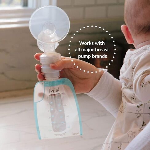 Kiinde Twist Milk Storage Bag Breast Pump & Baby Bottle Adapter Kit for All Major Breast Pump Brands (Pack of 14) in Kuwait