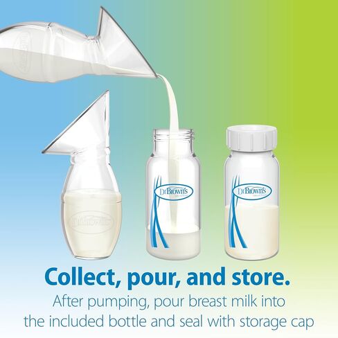 Dr. Brown's 100% Silicone One-Piece Breast Pump, Hands-Free Breast Milk Collector with Anti-Colic Options+ Baby Bottle, 4 oz with Slow Flow Nipple, Travel Lid and Travel Bag in Kuwait