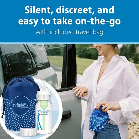 Dr. Brown's 100% Silicone One-Piece Breast Pump, Hands-Free Breast Milk Collector with Anti-Colic Options+ Baby Bottle, 4 oz with Slow Flow Nipple, Travel Lid and Travel Bag in Kuwait