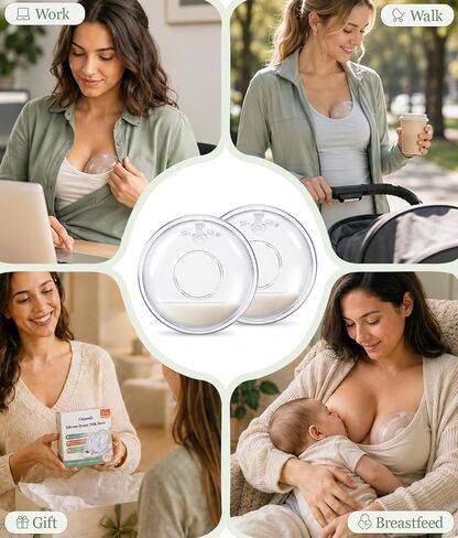 Oiomniv Breast Milk Collector, Milk Collectors for Breastfeeding Silicone | Milk Catcher Breastmilk Collection Nursing Cup BPA Free 60ML Milk Saver with 20 Breastmilk Storage Bags Storage Box, 2PCS in Kuwait