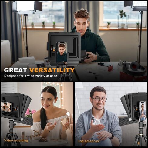 Foldable Teleprompter for Smartphone,LENSGO 10'' Portable Prompter with Remote Control,APP Compatible with iOS/Android for YouTube, Tiktok,Zoom, Twitch, Online Teaching,Vlogger,Live Streaming（TC7II ） in Kuwait
