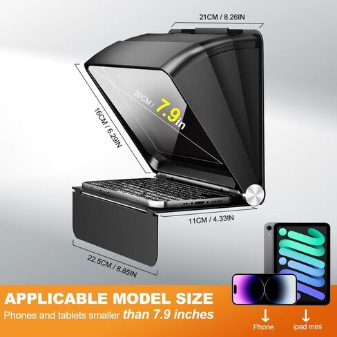 Foldable Teleprompter for Smartphone,LENSGO 10'' Portable Prompter with Remote Control,APP Compatible with iOS/Android for YouTube, Tiktok,Zoom, Twitch, Online Teaching,Vlogger,Live Streaming（TC7II ） in Kuwait