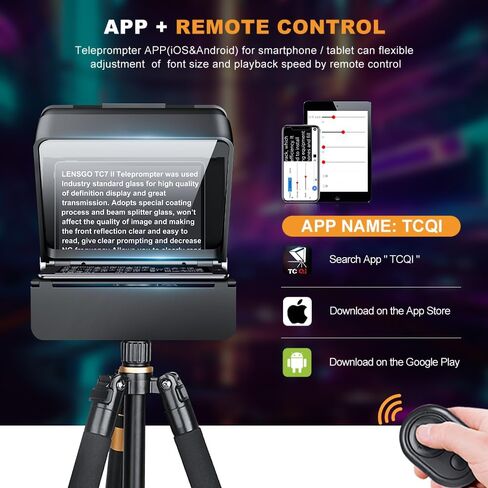 Foldable Teleprompter for Smartphone,LENSGO 10'' Portable Prompter with Remote Control,APP Compatible with iOS/Android for YouTube, Tiktok,Zoom, Twitch, Online Teaching,Vlogger,Live Streaming（TC7II ） in Kuwait
