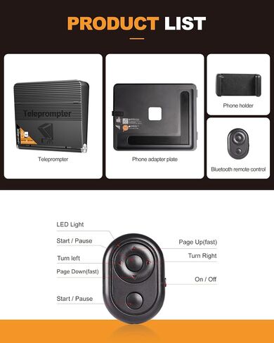 Foldable Teleprompter for Smartphone,LENSGO 10'' Portable Prompter with Remote Control,APP Compatible with iOS/Android for YouTube, Tiktok,Zoom, Twitch, Online Teaching,Vlogger,Live Streaming（TC7II ） in Kuwait