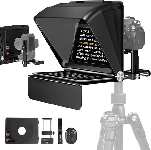 LENSGO Teleprompter for Camera DSLR/SLR,10’’Mini Prompter APP Compatible with iOS/Android for YouTube/Online Teaching/Interview/Live Streaming,Support 24-35MM Wide-Angle Lens Shooting in Kuwait