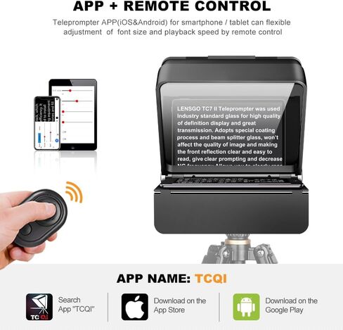 LENSGO Teleprompter for Camera DSLR/SLR,10’’Mini Prompter APP Compatible with iOS/Android for YouTube/Online Teaching/Interview/Live Streaming,Support 24-35MM Wide-Angle Lens Shooting in Kuwait