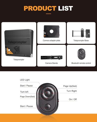 LENSGO Teleprompter for Camera DSLR/SLR,10’’Mini Prompter APP Compatible with iOS/Android for YouTube/Online Teaching/Interview/Live Streaming,Support 24-35MM Wide-Angle Lens Shooting in Kuwait