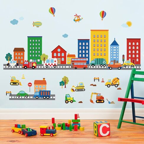 decalmile Transportation Construction Cars Vehicles Wall Decals Stickers in Kuwait