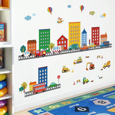 decalmile Transportation Construction Cars Vehicles Wall Decals Stickers in Kuwait