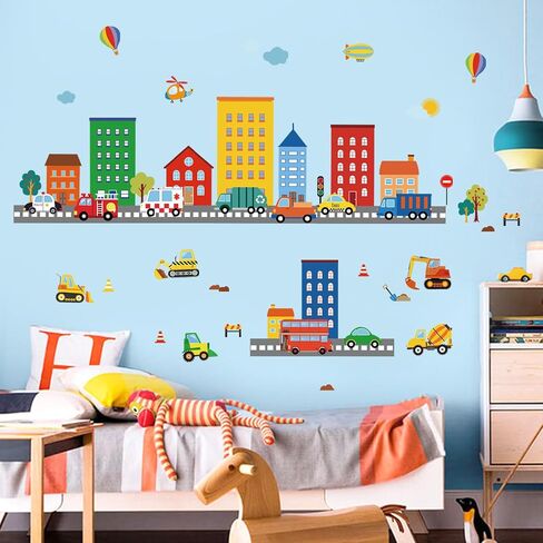 decalmile Transportation Construction Cars Vehicles Wall Decals Stickers in Kuwait