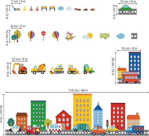 decalmile Transportation Construction Cars Vehicles Wall Decals Stickers in Kuwait