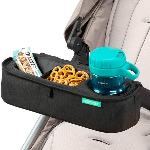 Universal Stroller Tray with Insulated Sippy Cup Holder - Upgraded Rigid Frame Stays Upright - Exclusive Non Slip Straps Firmly Grip Stroller Bar. Universal Stroller Snack Tray Attachment in Kuwait
