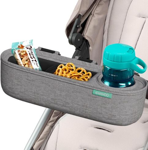 Universal Stroller Tray with Insulated Sippy Cup Holder - Upgraded Rigid Frame Stays Upright - Exclusive Non Slip Straps Firmly Grip Stroller Bar. Universal Stroller Snack Tray Attachment in Saudi Arabia