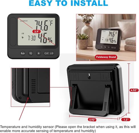 4K HD Hidden Security WiFi Camera Thermometer Hygrometer, Support 2.4G/5G | Wireless Cam with Phone App Remote Control, Night Vision and Motion Detection, Temperature & Humidity Alert and Alarm Clock in Kuwait
