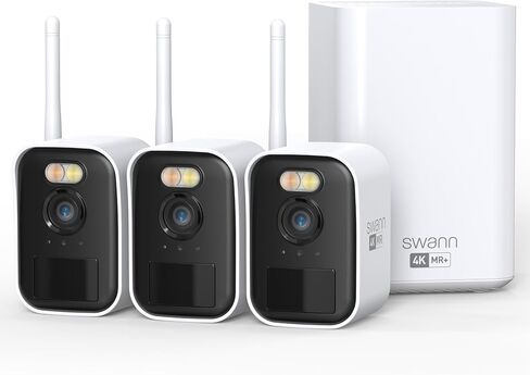 Swann MaxRanger4K Solar 4K Security Cameras Wireless Outdoor, 2-Camera Kit | Up to 2,000 ft range, built-in solar, 4K color night vision, person and vehicle alerts, 64GB local storage, no subscription in Kuwait