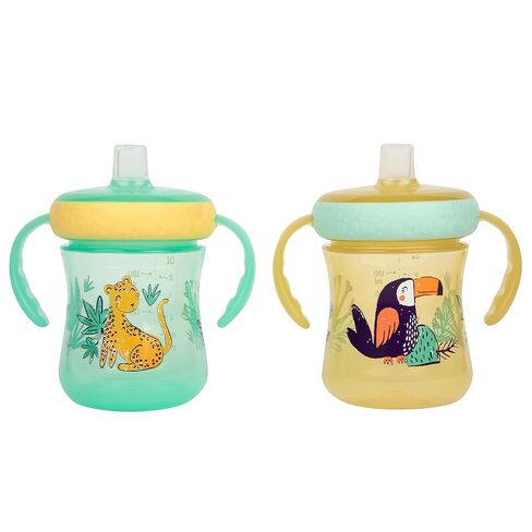 The First Years Soft Spout Trainer Toddler Cups - Leopard and Toucan -Jungle Themed Trainer Sippy Cups for Toddlers - 2 Count in Kuwait