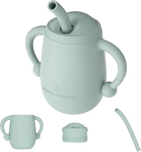 Cuddle Campus 100% Silicone Baby Training Cup, Shatterproof Toddler Sippy Cups with Straw, Open Cup for Baby, 6+ Months 4 Oz in Kuwait