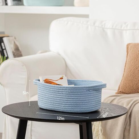Cute Woven Storage Basket with Handle, Baskets for Gifts Empty, Gift Baskets for Birthday Shower Raffle Burr Fundraiser, Decorative Organizer Box for Toy Pet（Blue） in Kuwait