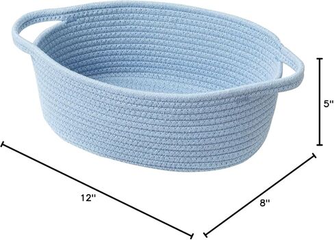 Cute Woven Storage Basket with Handle, Baskets for Gifts Empty, Gift Baskets for Birthday Shower Raffle Burr Fundraiser, Decorative Organizer Box for Toy Pet（Blue） in Kuwait