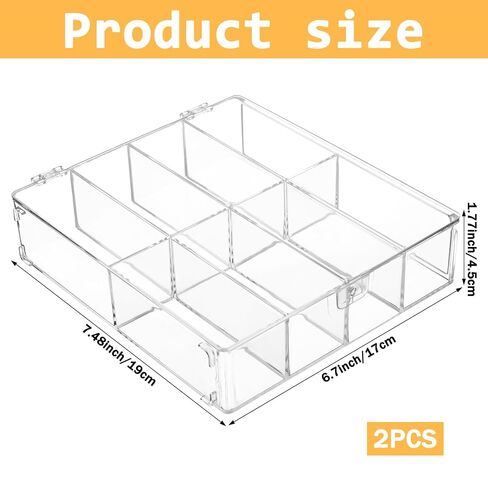 2 Pcs Hair Accessories Organizers with 8 Compartments and Lids Clear Storage Boxes for Headbands Bows Clip Scrunchies Hair Tie Organizer for Bathroom Bedroom Vanity Countertop in Kuwait