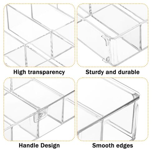 2 Pcs Hair Accessories Organizers with 8 Compartments and Lids Clear Storage Boxes for Headbands Bows Clip Scrunchies Hair Tie Organizer for Bathroom Bedroom Vanity Countertop in Kuwait