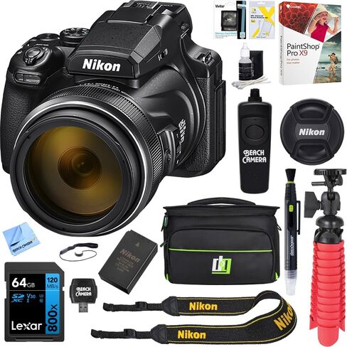 Nikon COOLPIX P1100 Superzoom Digital Camera | 125x Optical Zoom with Image Stabilization 16MP 4K Ultra HD Video Wi-Fi (Black) Bundle with Deco Gear Photography Bag + 64GB Card & Accessories Kit in Kuwait
