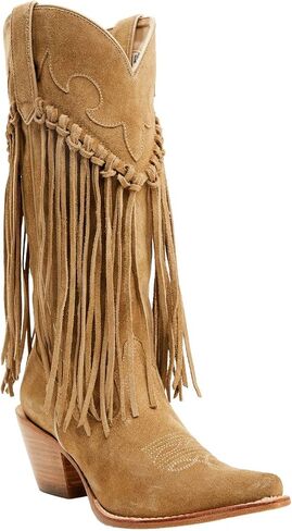 Women's Women'S Sterling Fringe Tall Western Boot Snip Toe Tan 8 1/2 M US in Kuwait