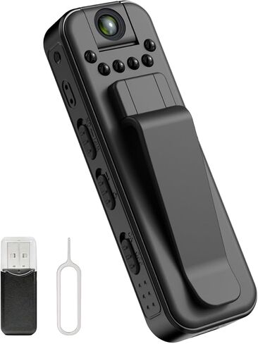 Mini Body Cameras with Video Recording, Wearable Portable Size | 1080P, Night Vision, Visible Wearable Back Clip, 180° Rotatable Lens, Portable Camcorder in Kuwait