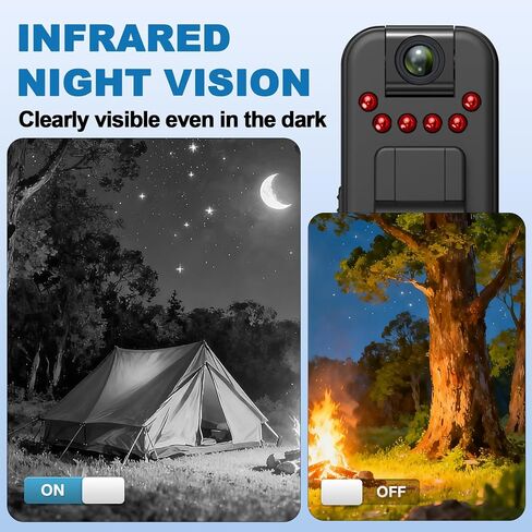 Mini Body Cameras with Video Recording, Wearable Portable Size | 1080P, Night Vision, Visible Wearable Back Clip, 180° Rotatable Lens, Portable Camcorder in Kuwait