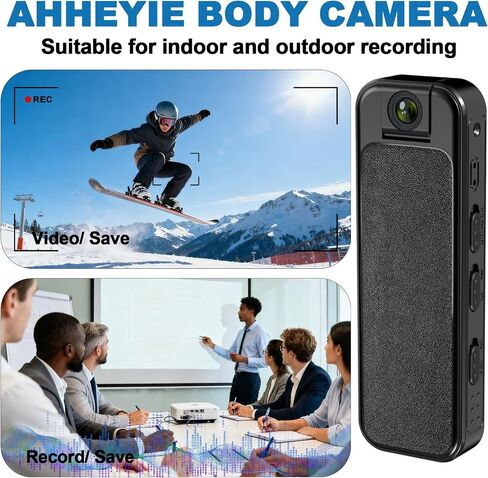 Mini Body Cameras with Video Recording, Wearable Portable Size | 1080P, Night Vision, Visible Wearable Back Clip, 180° Rotatable Lens, Portable Camcorder in Kuwait
