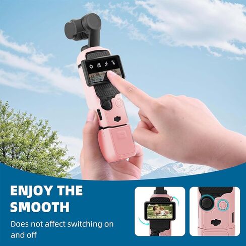 for Pocket 3 Silicone Cover, All-in-One Protective Case with Lens Protector, Scratch-Resistant Soft Sleeve Skin, Shockproof Grip Compatible with DJI OSMO Pocket 3 Accessories (Pink) in Kuwait
