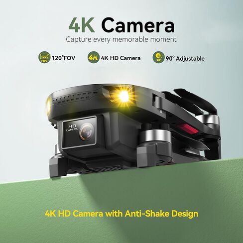 4K Drone with Camera – Under 249g, No FAA Registration, Brushless Foldable Drone with 120° Wide-Angle 4K, 90° Remote-Adjust Lens, Optical Flow Hover, 36Min Flight (2 Batteries), Beginner Friendly (Black) in Kuwait